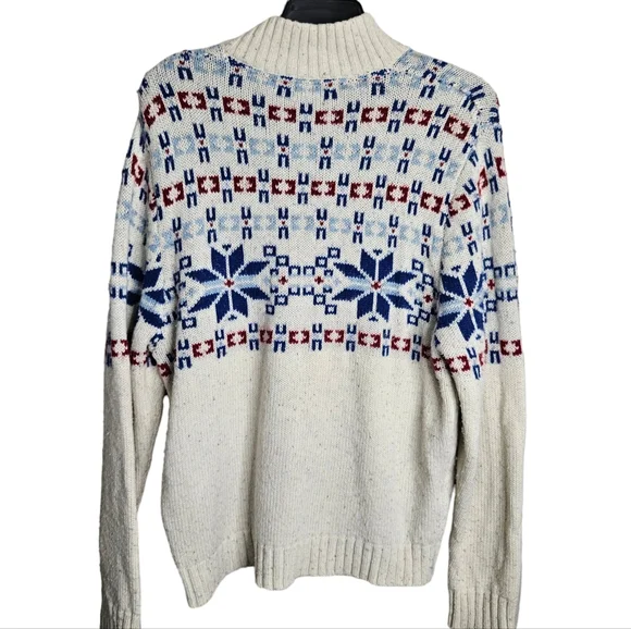 Nautica Men's Wool Blend 1/4 Button Fair Isle Snowflake Sweater Size XL - Picture 9 of 14